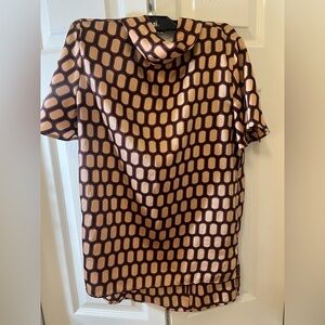 Zara Hexagonal Pattern Blouse in Maroon, Brown and Cream